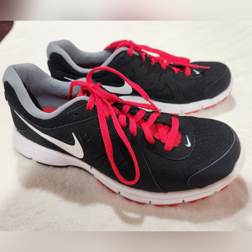 Nike Men's Revolution 2 Running  Black, White & Red Sneakers, Size 10